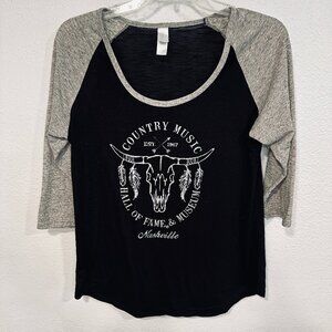 Country Music Hall of Fame and Museum Nashville Womens T-Shirt Black Gray JRs Lg